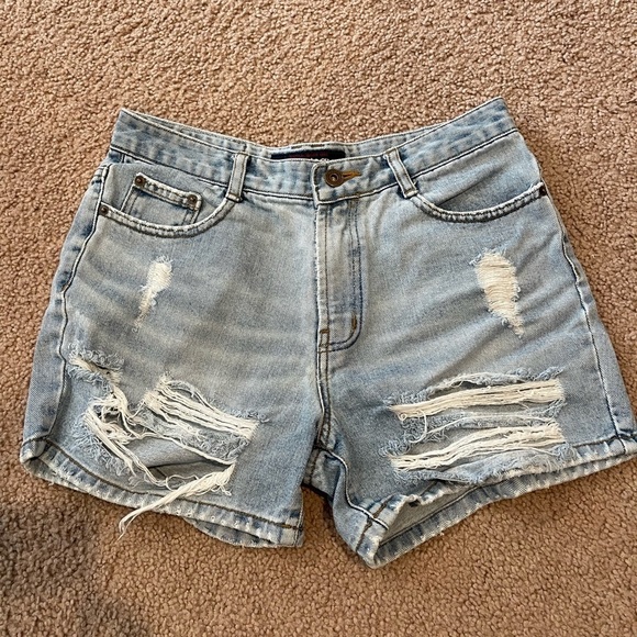 jaba Pants - JABA Distressed Ripped High-waisted Denim Shorts
